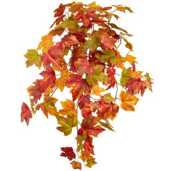 Silk flame orange green maple leaf hanging bush outdoor safe for farmhouse transitional fall home decor from Magnolias Home Decor