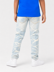 FWRD Kids Crystal denim jeans in ice blue and royal blue, styled on a child, showcasing the casual kids denim look.