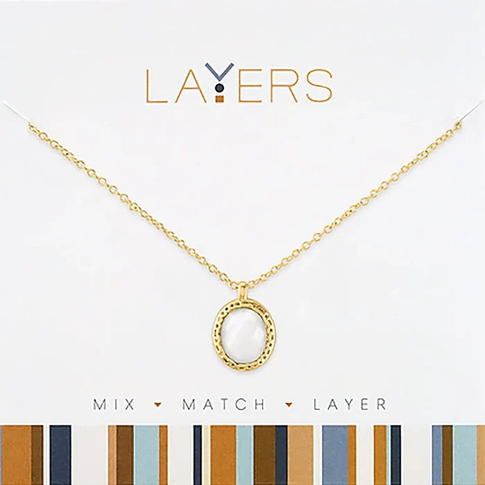 Gold oval opal adjustable layers necklace for everyday gift from Magnolias Home Decor