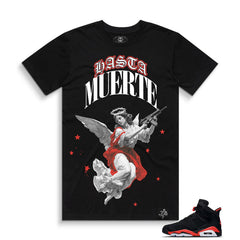 Black Hasta Muerte T-shirt with "Protect Your Assets" graphic, featuring bold print on the front for a striking look.