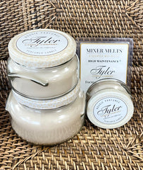 Tyler Candle High Maintenance paraffin wax candle patchouli vanilla musk home fragrance gift from Magnolias Home Decor