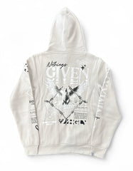 High-quality Highly Undrtd 'Given' hoodie in cloud color, featuring a relaxed fit and comfortable fabric, casual streetwear style.
