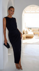 Talyssa Black Wrap Maxi Dress