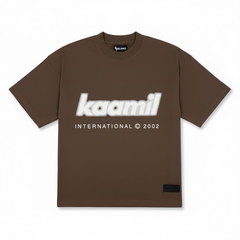 KML 'STATIC' heavyweight brown T-shirt featuring a casual fit and graphic print on the front, made from durable, high-quality fabric.