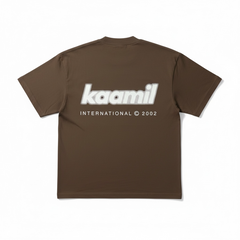 KML 'STATIC' heavyweight brown T-shirt, casual tee for men, showing front view with logo and soft fabric texture.