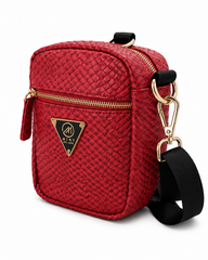 Red Mint crocodile-pattern medium cross body bag with backpack style, featuring a sleek snakeskin design.