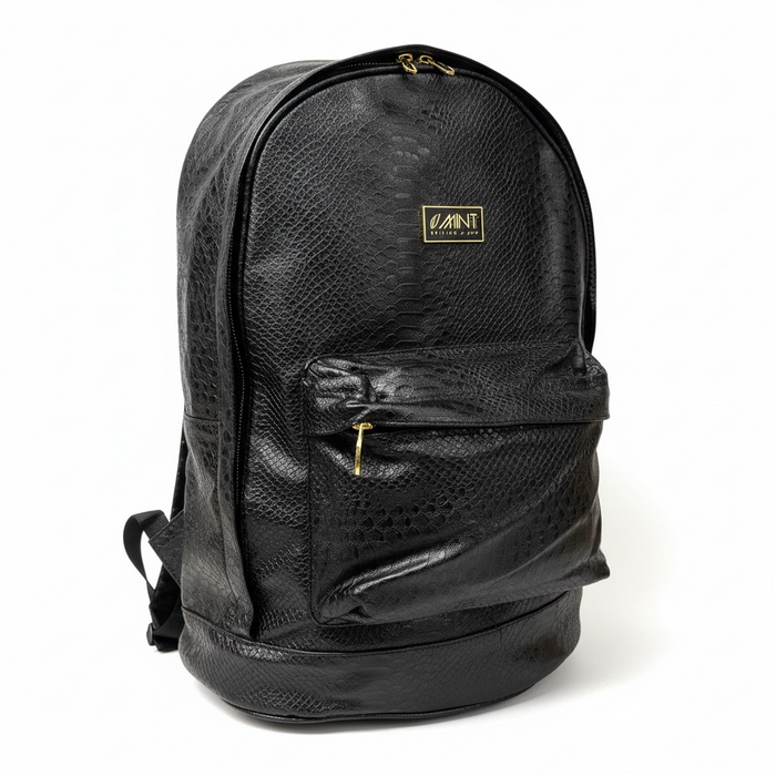 Black Mint Python Backpack accessory with sleek design, featuring adjustable straps and a durable exterior for everyday use.