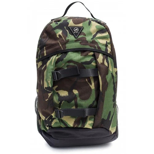 Mint smell-proof camouflage backpack with multiple compartments, designed for discreet storage and accessories.
