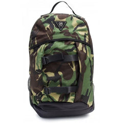 Mint smell-proof camouflage backpack with multiple compartments, designed for discreet storage and accessories.