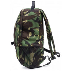 Mint camo smell-proof backpack with side view, durable accessories for discreet storage and personal organization.