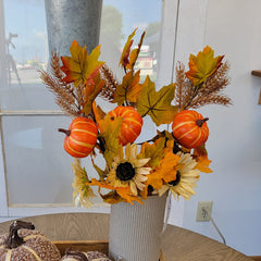 Silk orange pumpkin sunflower maple pick for farmhouse cottagecore fall home decor from Magnolias Home Decor