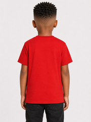 Red Rawyalty Kids 'Freedom' T-shirt, a children's T-shirt with bold print and comfortable fit, from RAWYALTY KIDS.