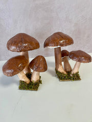 Resin rimini mushroom assortment 9.5 x 7.5 inch for farmhouse cottagecore fall home decor from Magnolias Home Decor