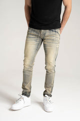 Dark indigo Spark 'Basic' stretch denim jeans showcasing classic fit and textured fabric, styled with a casual look.