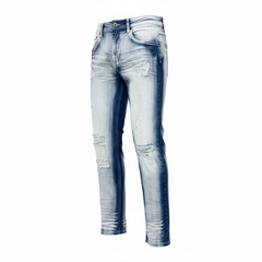 Spark Slim Fit Stretch Denim in Blue Sand, men's blue denim jeans with a slim fit and stretch fabric.