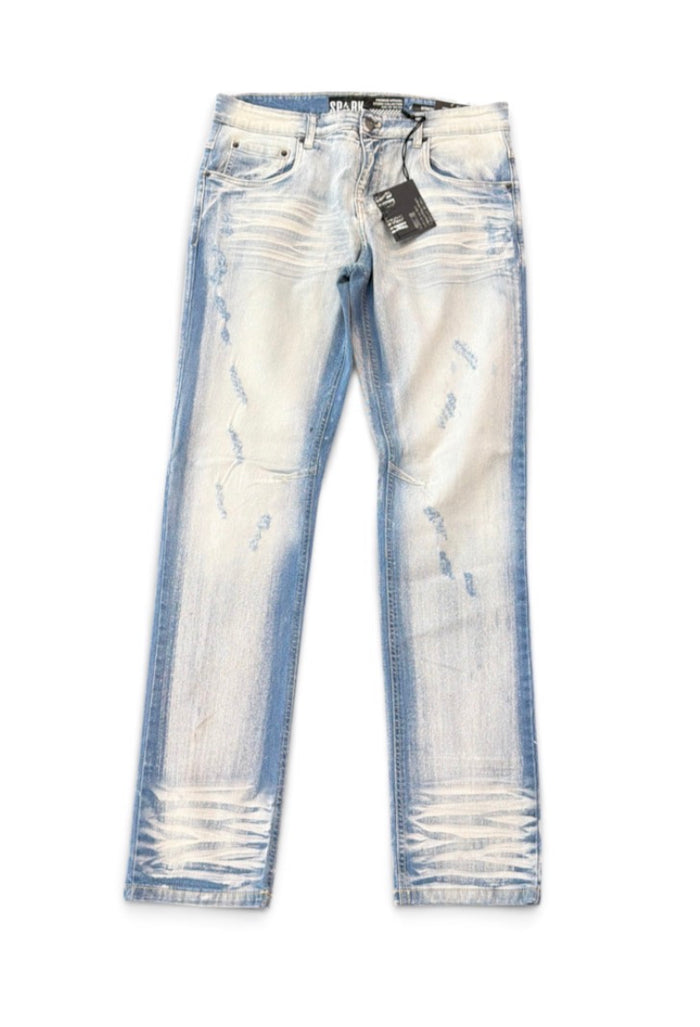 Spark Slim Fit Stretch Denim jeans in dark wash, showcasing the fitted style and classic denim texture.