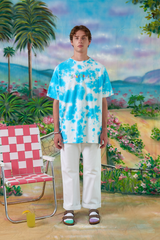 Stay Cool Tropical T-Shirt in Cloud Wash, casual men's tee with vibrant tropical print and comfortable fit.