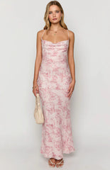 Valentina Pink Butterfly Maxi Dress
