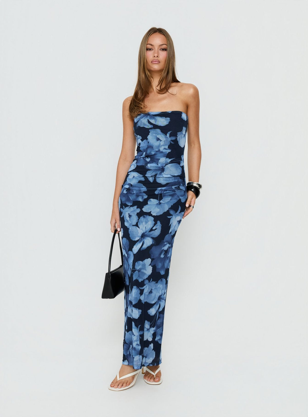 Lanora Strapless Maxi Dress Blue Floral