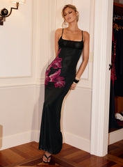 Fiadora Mesh Maxi Dress Black Floral