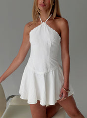 Hunnie Halter Mini Dress White