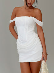 Joslyne Off Shoulder Corset Mini Dress White