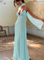 Jadira Scarf Maxi Dress Aqua