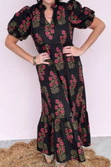 Floral Print Tiered Maxi Dress