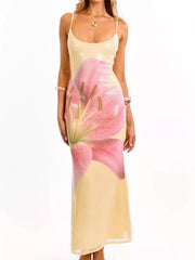 Flower Scoop Neck Maxi Cami Dress