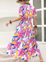 Printed Round Neck Top and Skirt Set