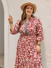 Plus Size Floral Print Long Sleeve Maxi Dress