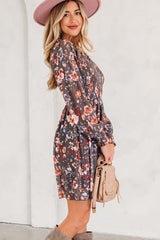 Floral Mesh Long Sleeve Mini Dress