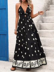 Printed Halter Neck Maxi Dress