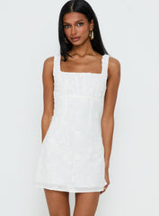 Donnamarie Embroidered Mini Dress White