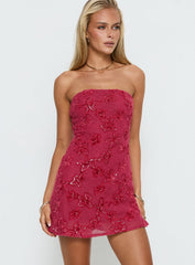 Mimosie Strapless Mini Dress Burgundy