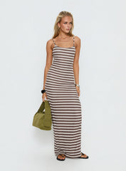 Elestria Maxi Dress Brown Stripe
