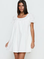 Trinka Frill Collared Mini Dress White
