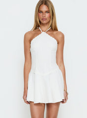 Hunnie Halter Mini Dress White