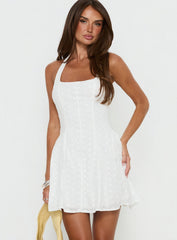 Kittee Halter Mini Dress White