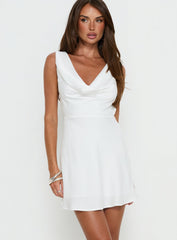 Rozalinda Halter Plunge Mini Dress White
