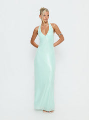 Isanna Halter Sequin Maxi Dress Jelly Mint