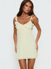 Dewdrops Chiffon Frill Mini Dress Yellow