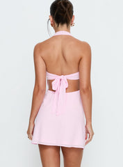 Rosamie Halter Mini Dress Soft Pink