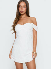 Rozerie Off Shoulder Mini Dress White
