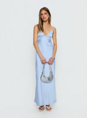 Normanby V Neck Tie Detail Maxi Dress Blue