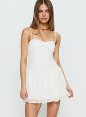 So At Peace Sweetheart Drop Waist Mini Dress White