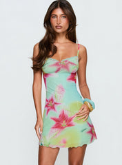 Roserie Lace Trim Mini Dress Multi Floral