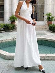 Halter Neck Flowy Maxi Dress