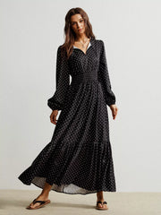 Polka Dot Long Sleeve Maxi Dress