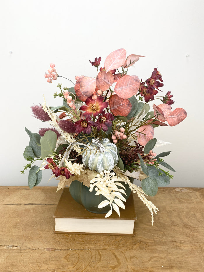 Silk floral mixed fall signature centerpiece 17 inch handmade for farmhouse transitional fall home decor from Magnolias Home Decor
